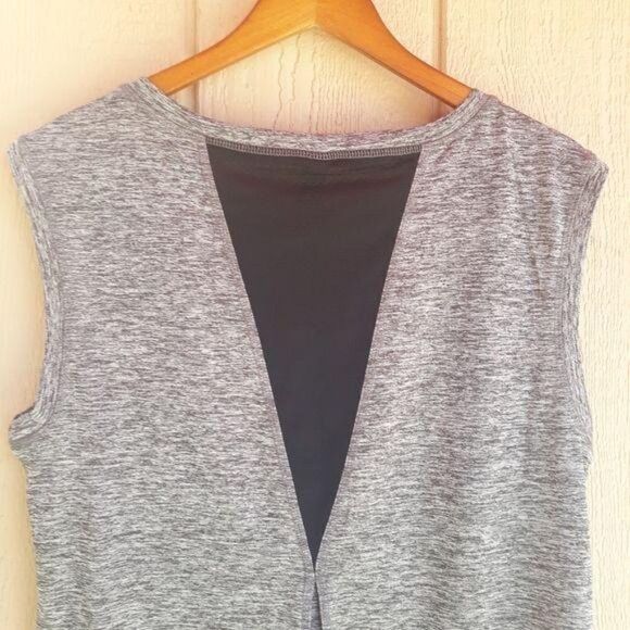 Retro 80's Sleeveless Muscle Shirt Gray Black Netted Breathable Mesh RBX Size L - Picture 6 of 8